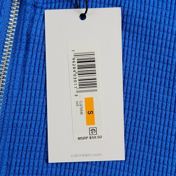 Calvin Klein Women's Waffle Knit Blue 3/4 Zip Long Sleeve Size Small New - Picture 5 of 9